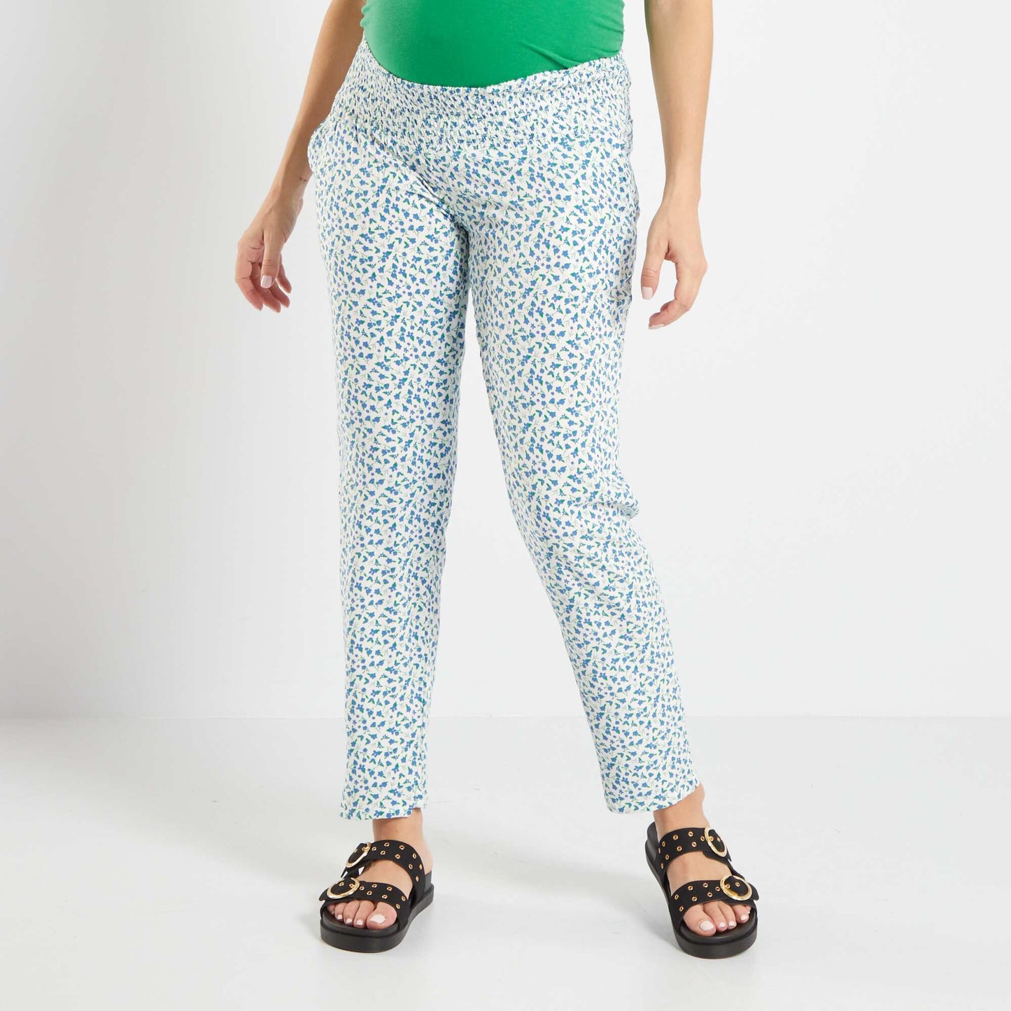 Pantalon grossesse fluide et l ger Blanc/bleu