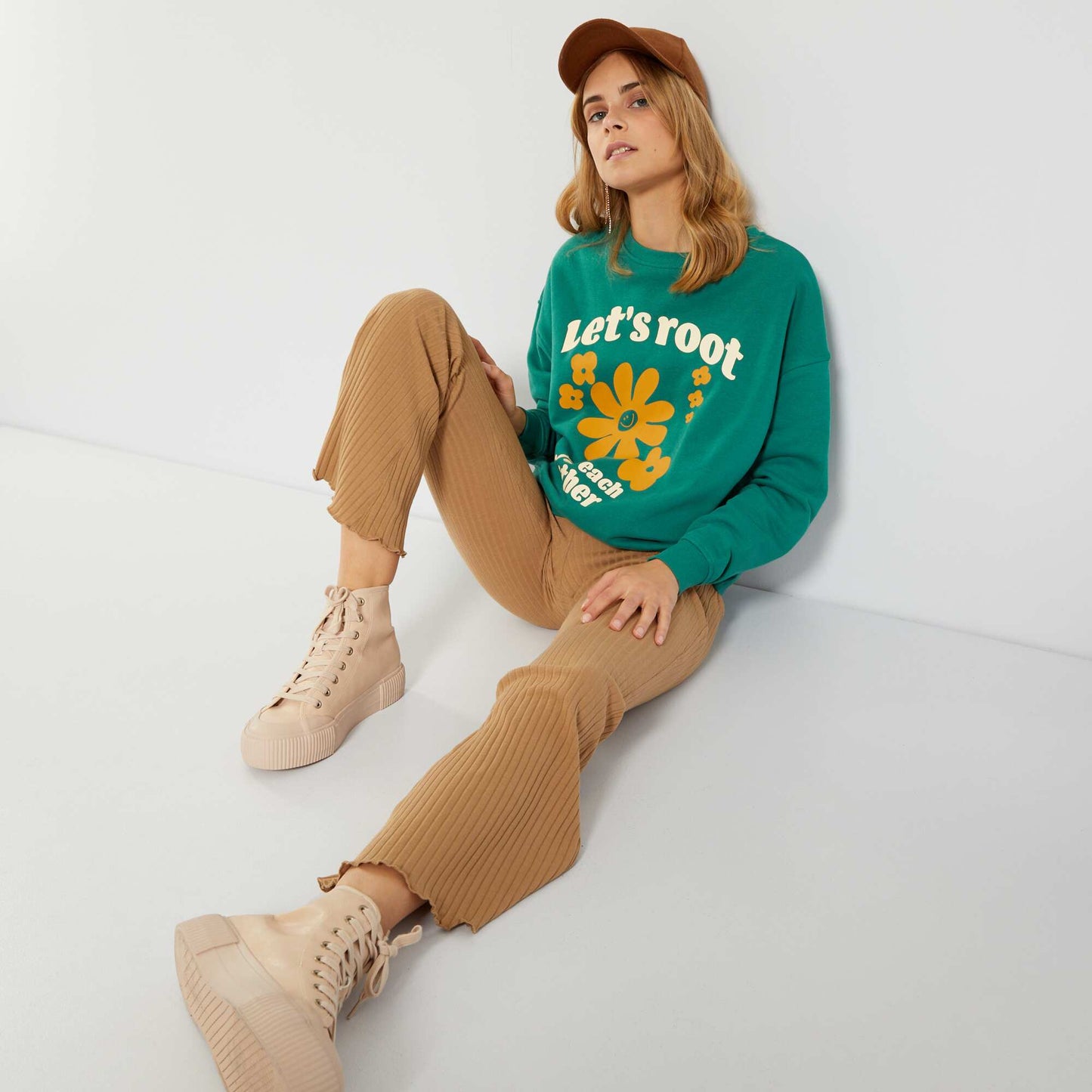 Sweat oversize en molleton Vert