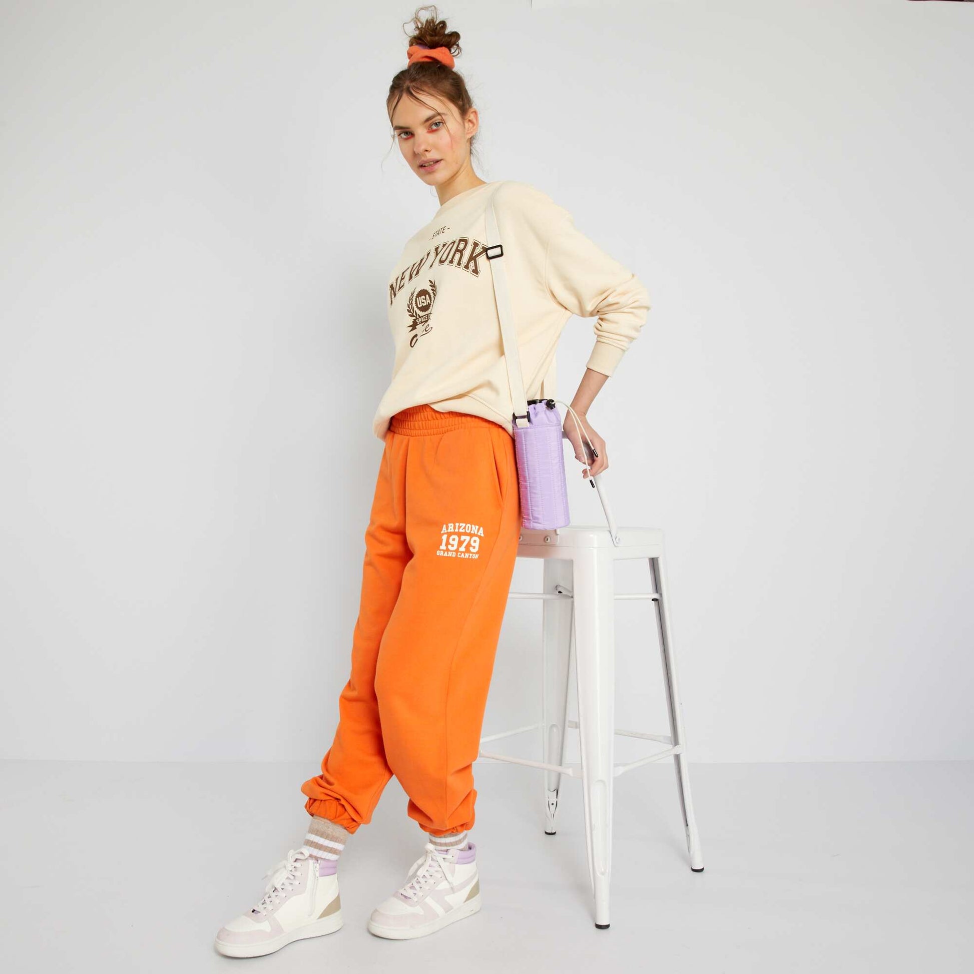 Sweat oversize en molleton Beige