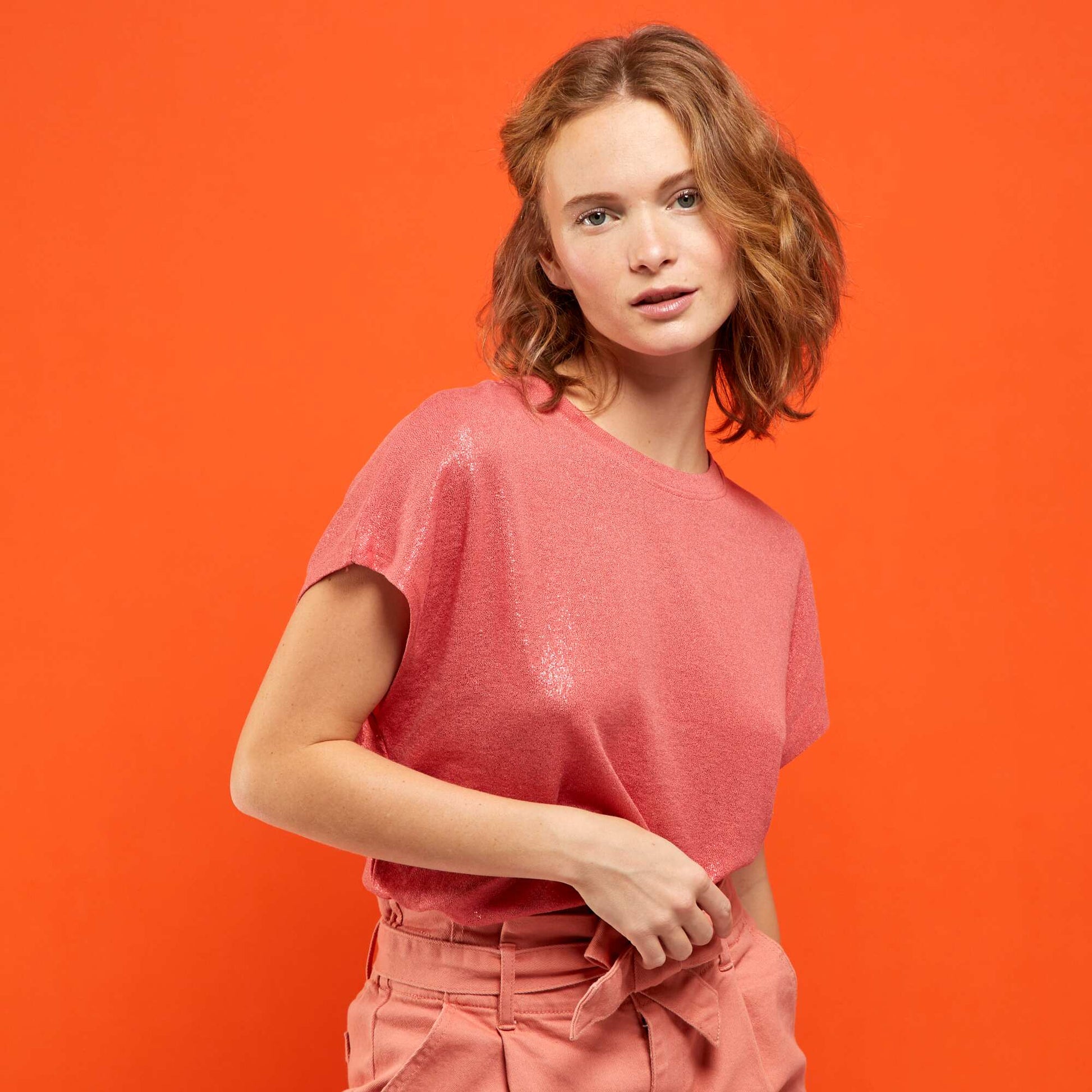 T-shirt brillant rose