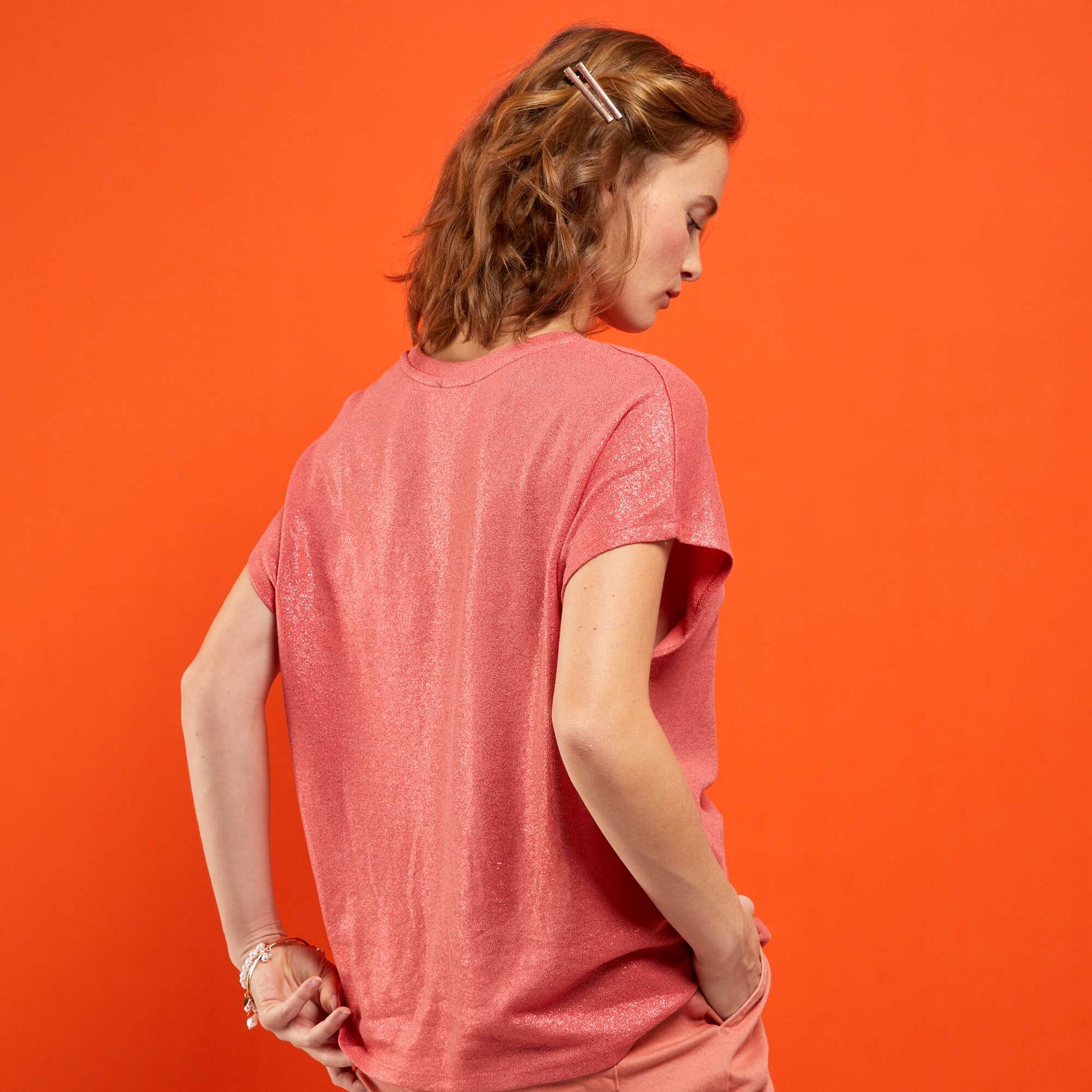 T-shirt brillant rose