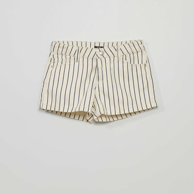 Short en jean motifs Blanc rayures