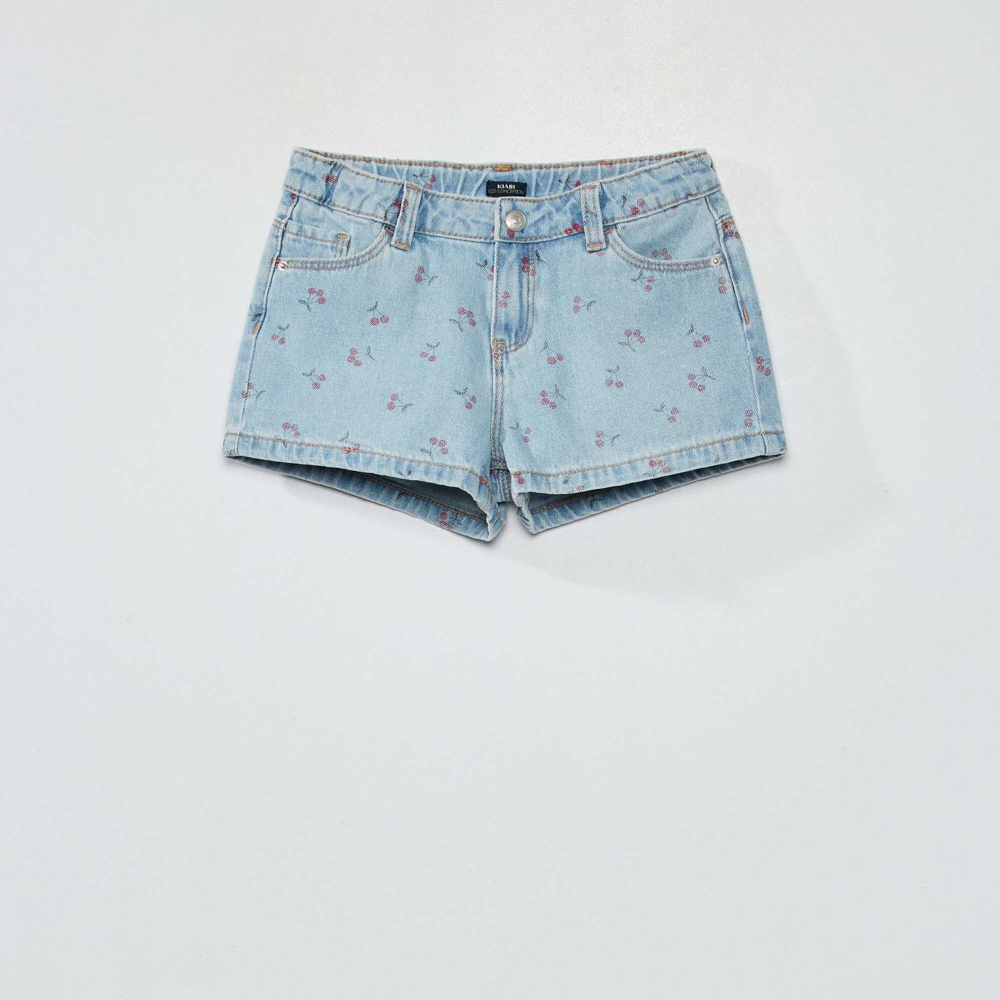 Short en jean motifs Bleu 'cerise'