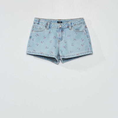 Short en jean motifs Bleu 'cerise'