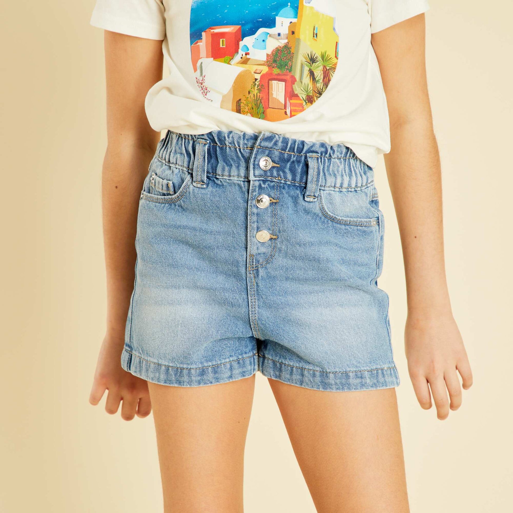 Short en jean paperbag Bleu