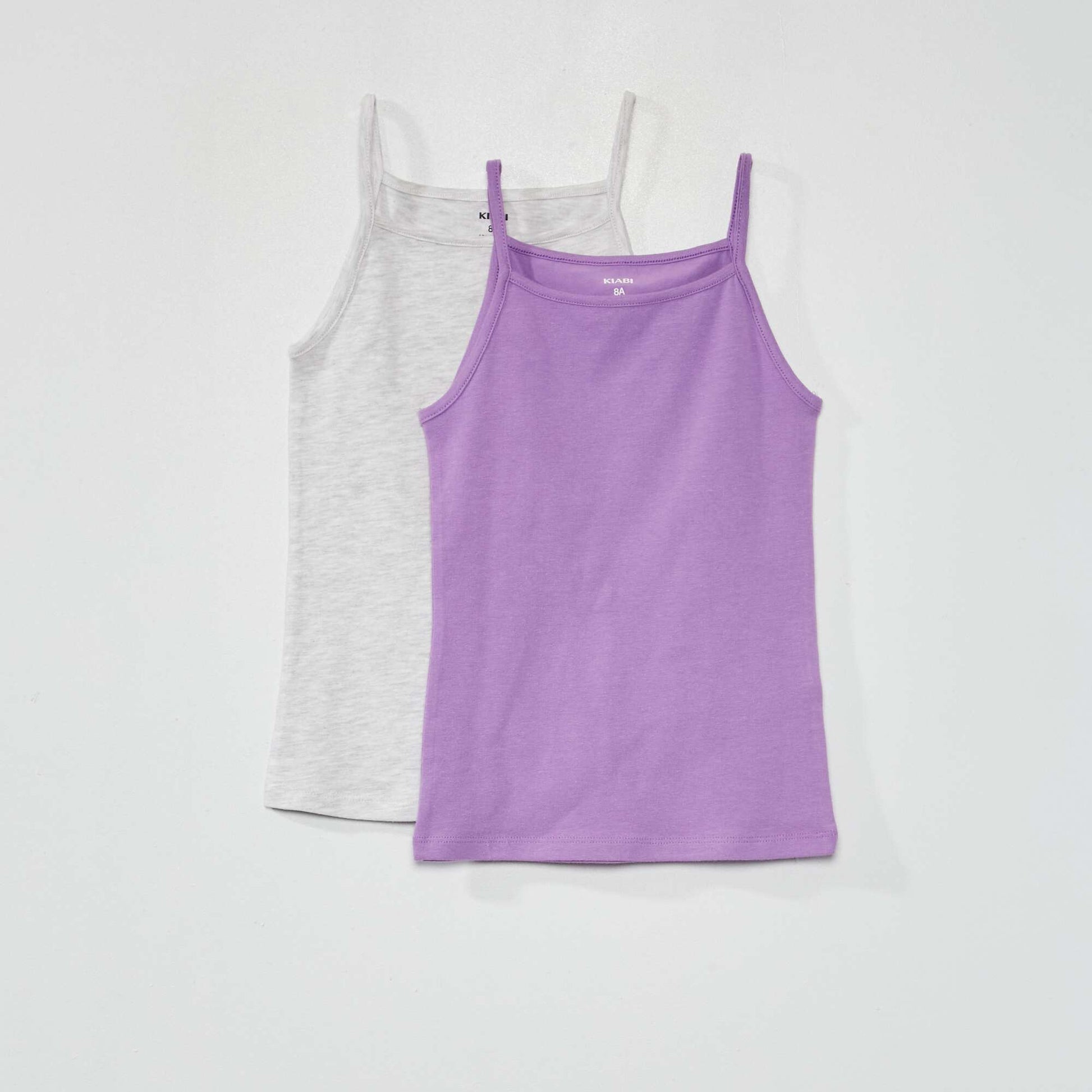 Debardeur en jersey uni - Lot de 2 Gris/violet