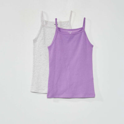Debardeur en jersey uni - Lot de 2 Gris/violet