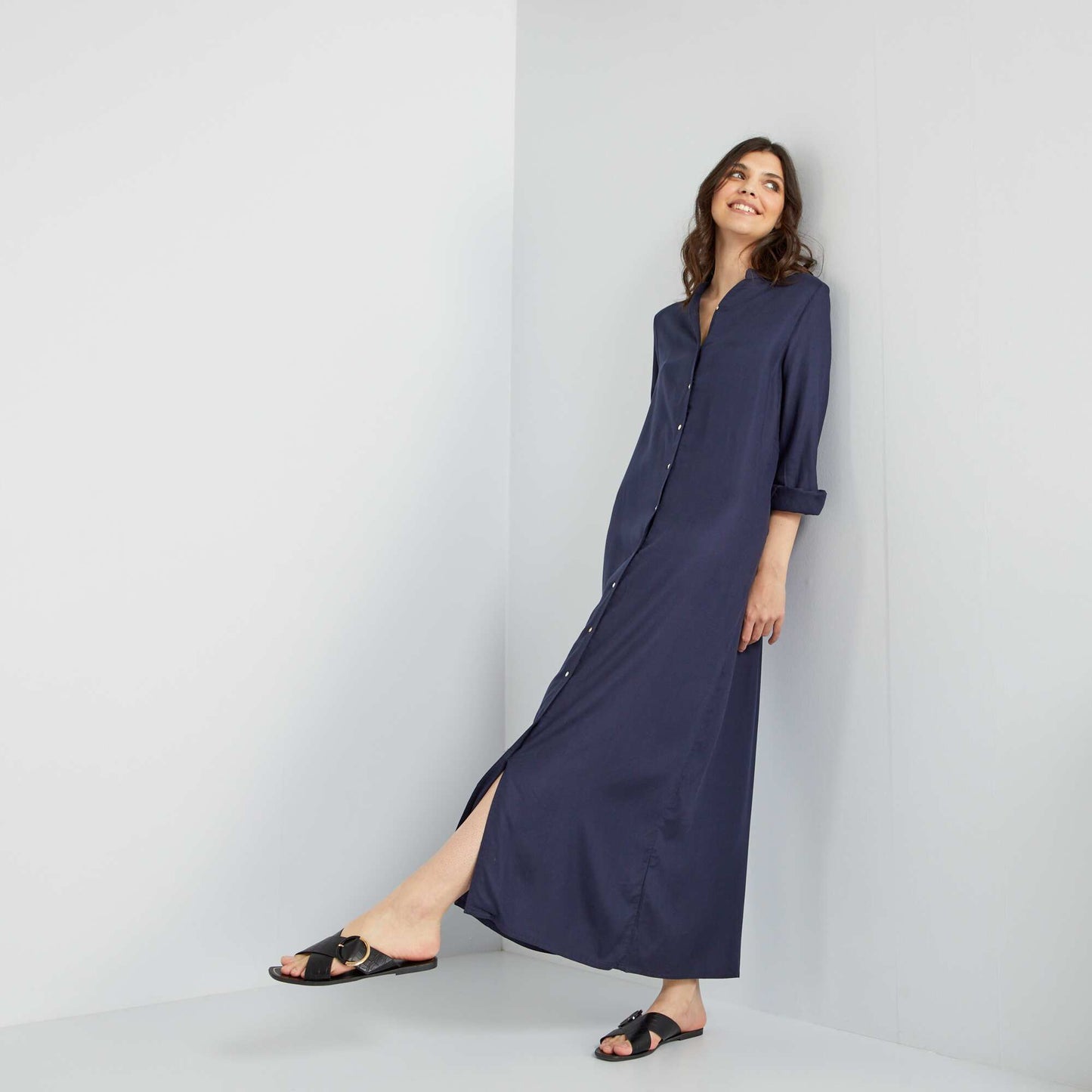 Robe longue fluide Bleu