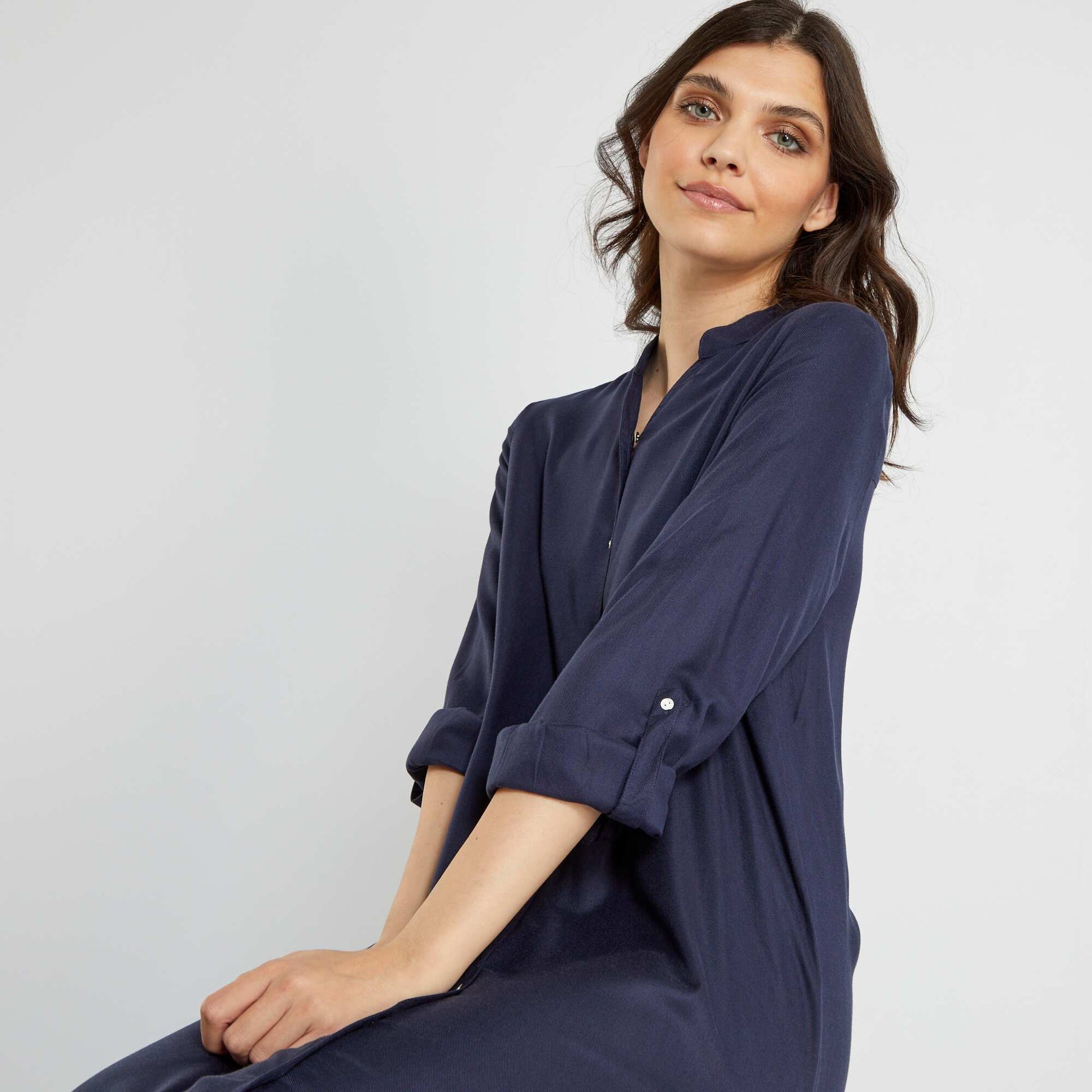 Robe longue fluide Bleu