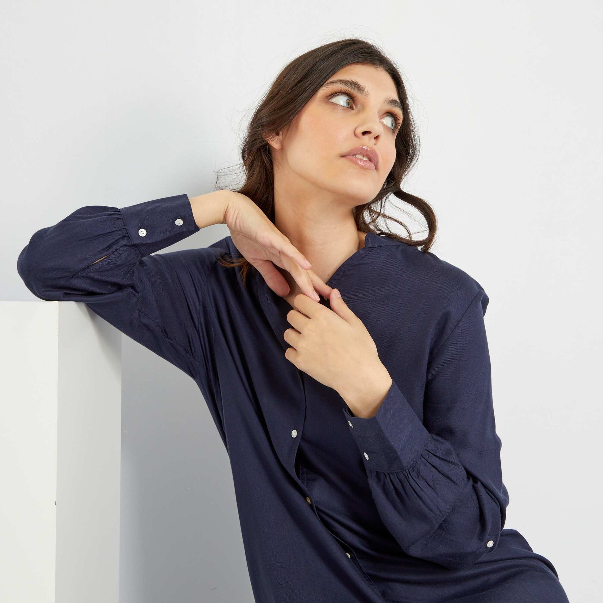 Robe longue fluide Bleu