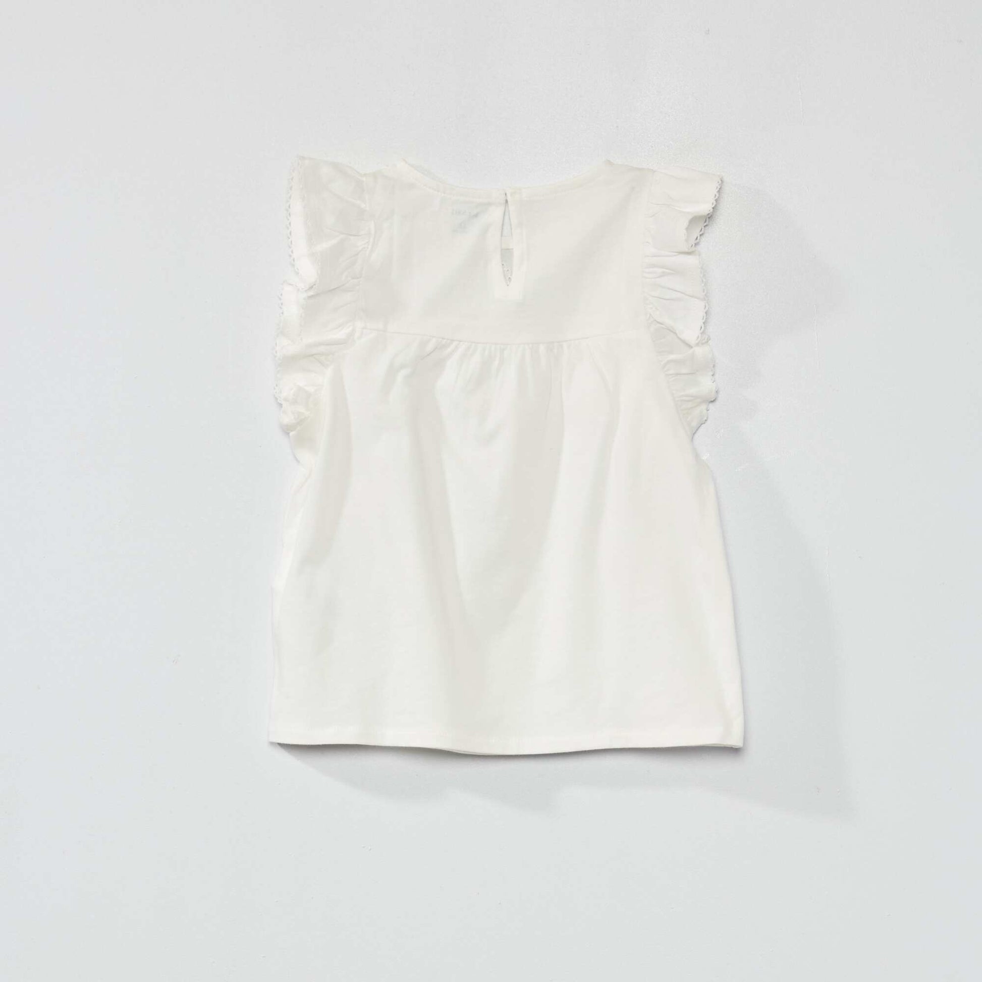 T-shirt col rond avec broderie anglaise blanc