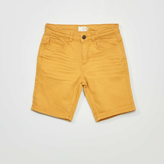 Bermuda slim en twill Jaune moutarde