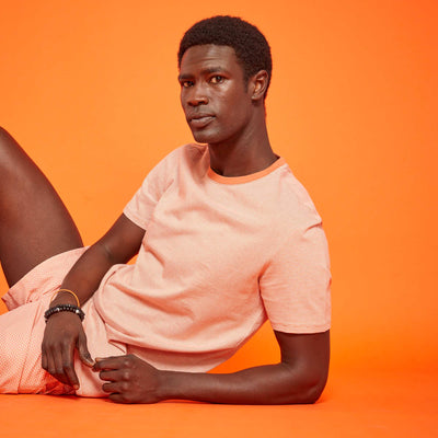 T-shirt rayures en jersey Orange