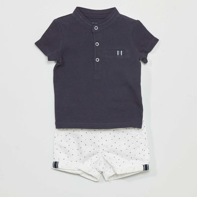 Ensemble polo + short - 2 pi ces Bleu