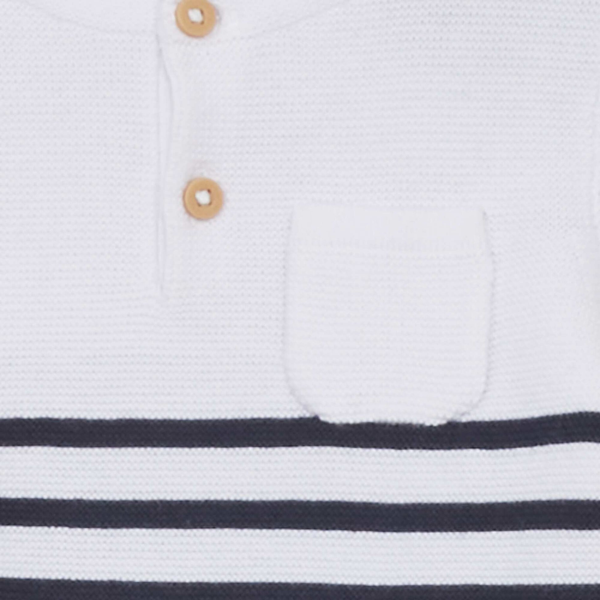 Pull col tunisien en maille Blanc/noir rayures