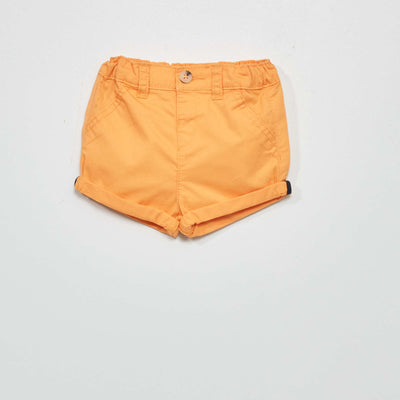 Short en twill taille ajustable orange abricot