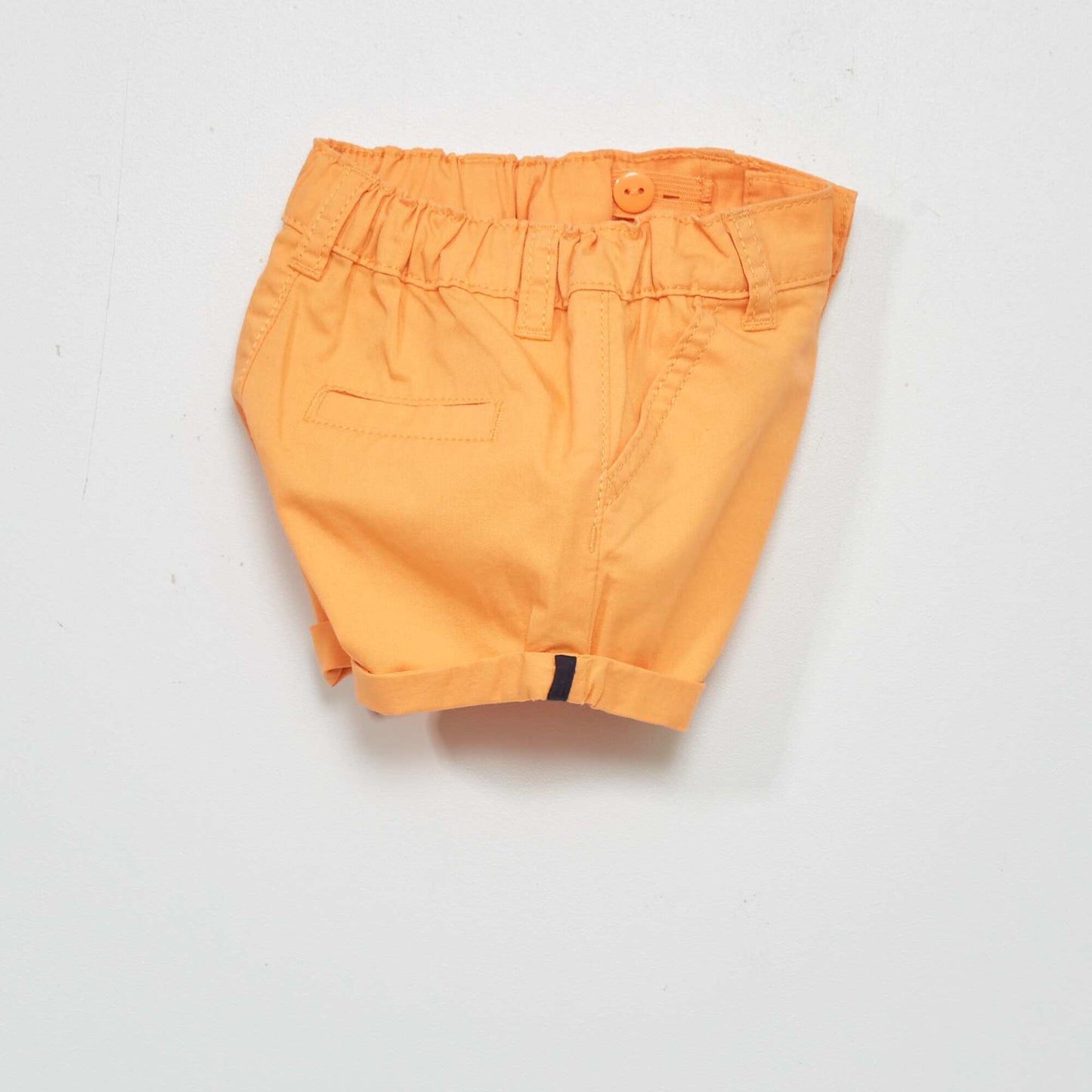 Short en twill taille ajustable orange abricot