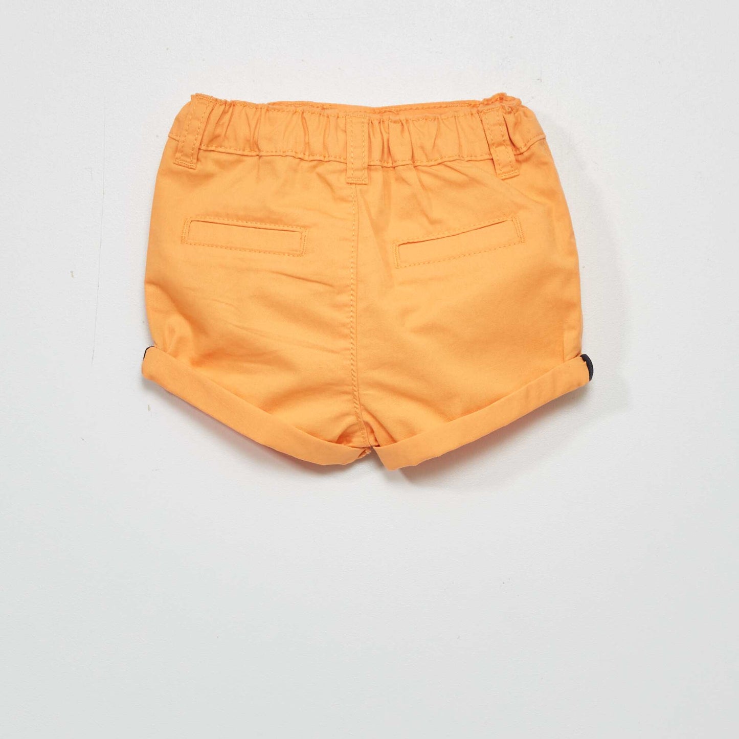 Short en twill taille ajustable orange abricot