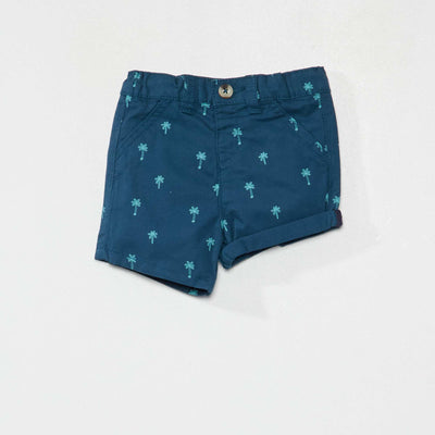 Short en twill taille ajustable Bleu