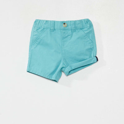 Short en twill taille ajustable Bleu