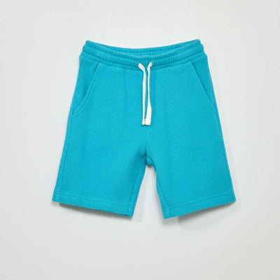 Short en maille gaufr e unie turquoise