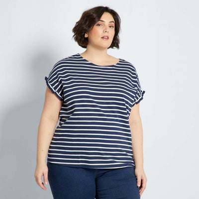 T-shirt avec manches volant es Bleu