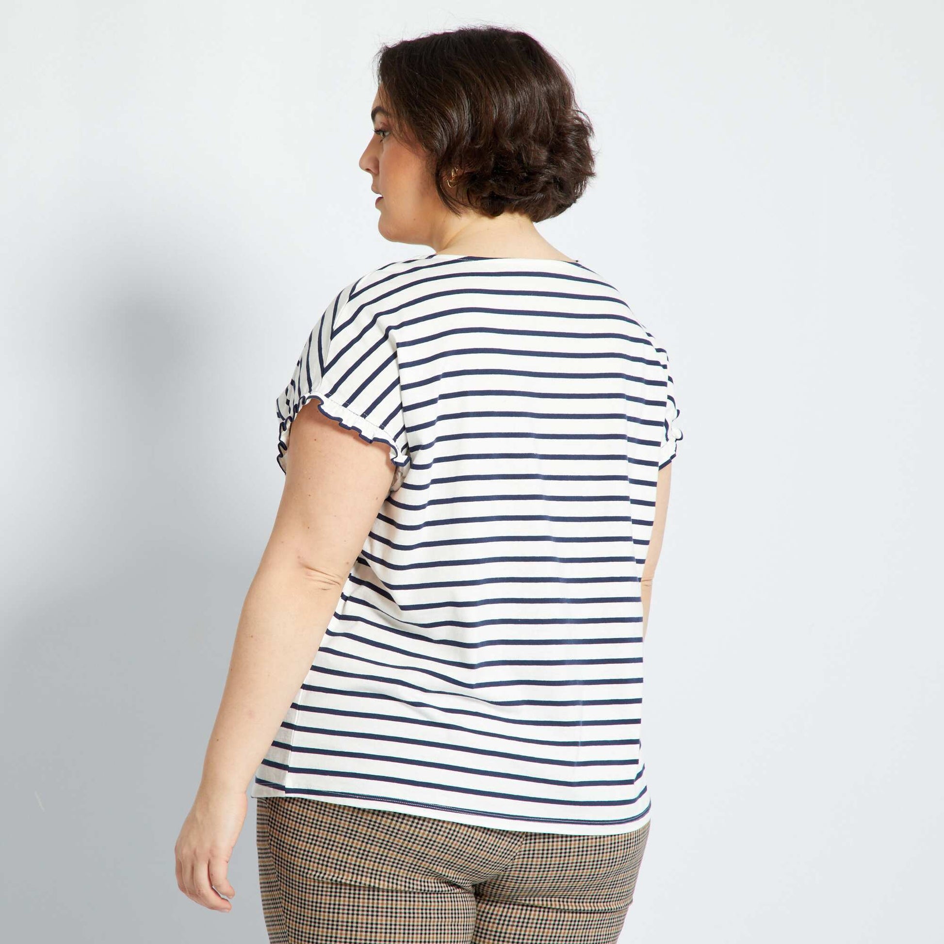 T-shirt avec manches volant es Blanc