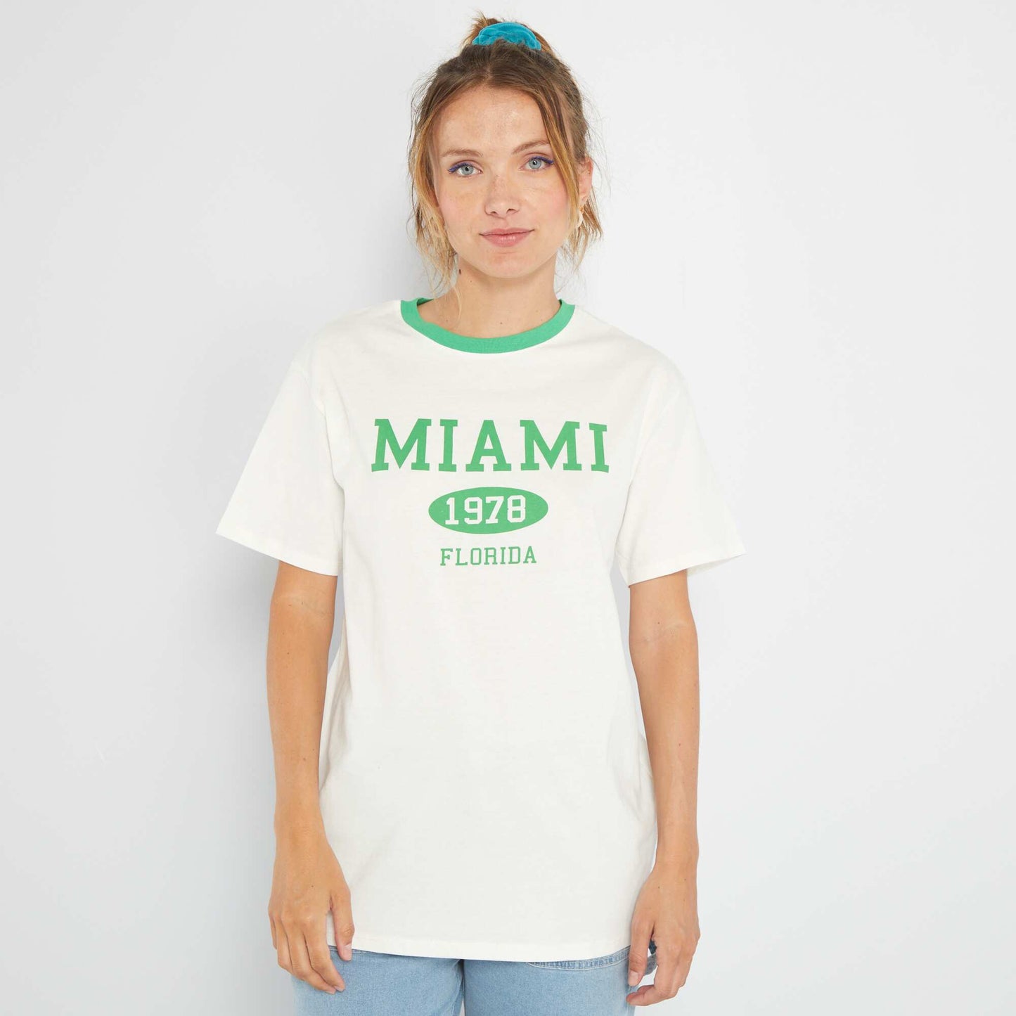 Tee-shirt imprim USA Blanc