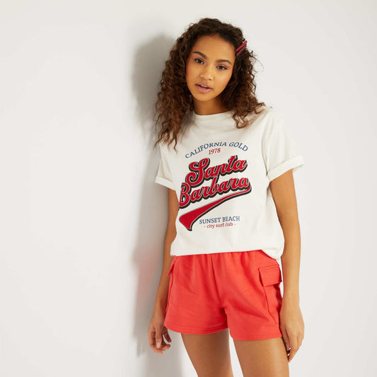 Tee-shirt imprim USA Blanc rouge