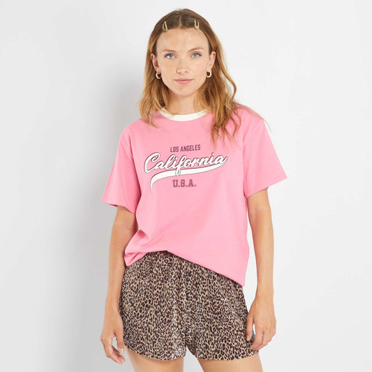 Tee-shirt imprim USA Rose