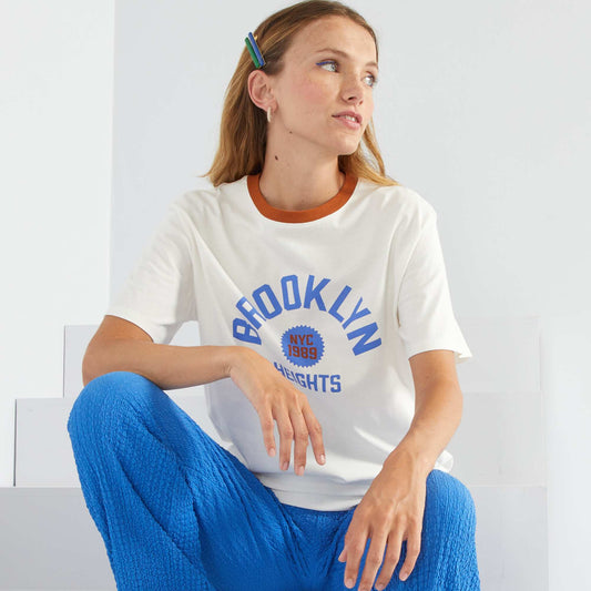 Tee-shirt imprim USA Blanc