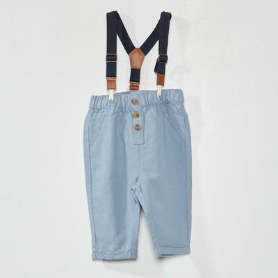 Pantalon avec bretelles amovibles bleu denim