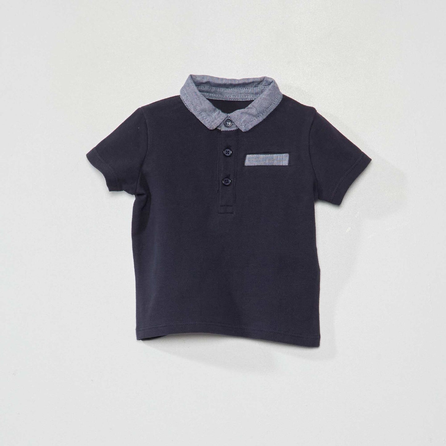 Polo en coton piqu imprim bleu marine