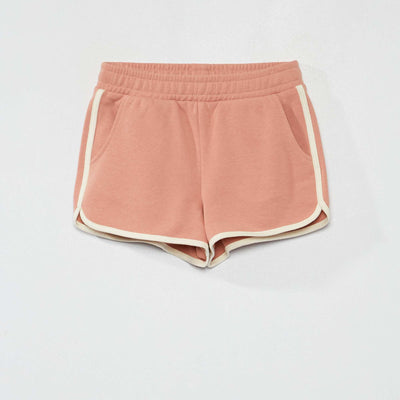 Short en molleton avec bords contrastants rose
