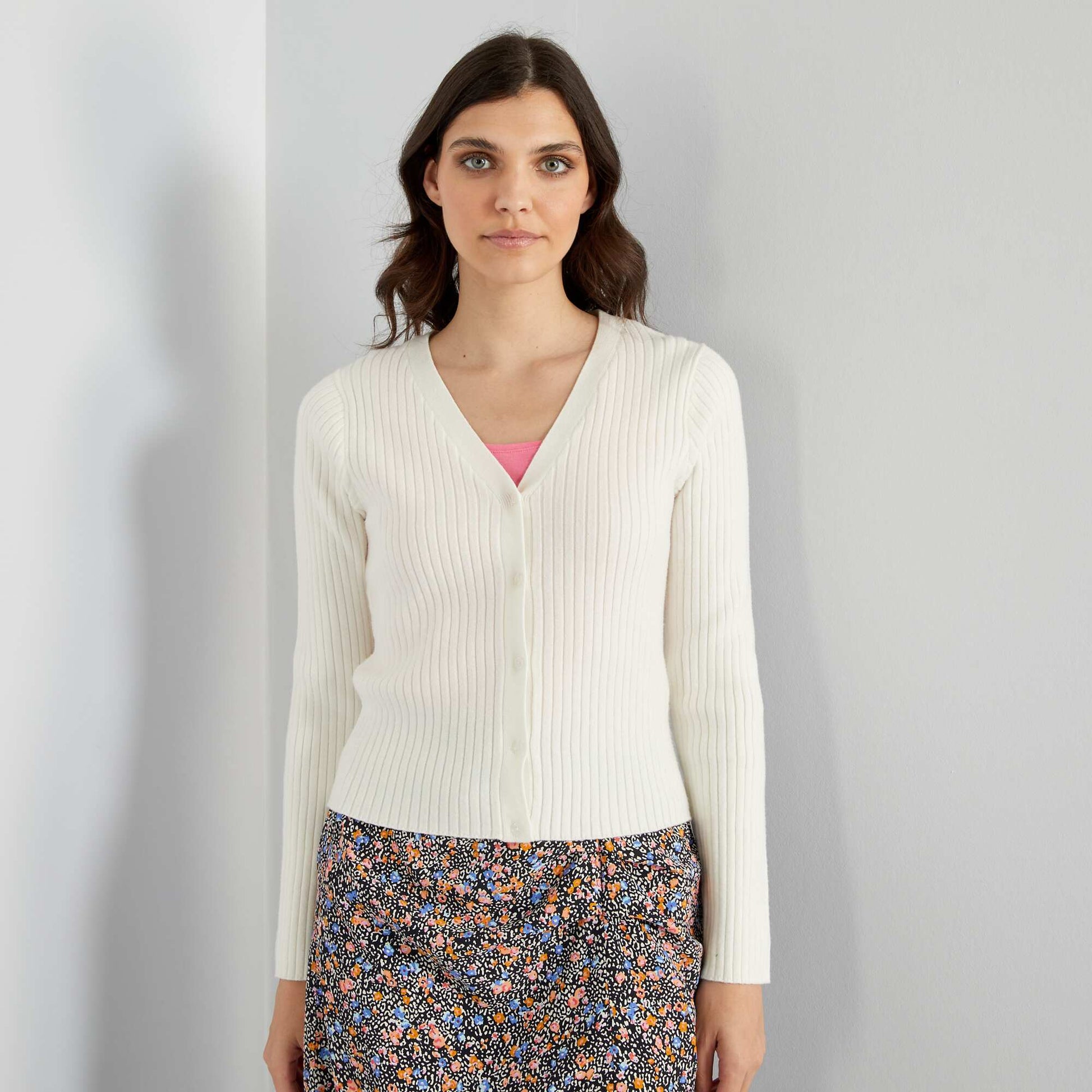 Gilet en maille c tel e blanc