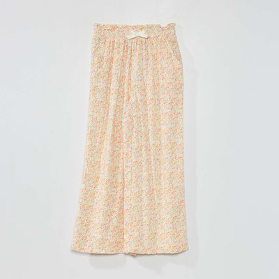 Pantalon fluide motif Blanc