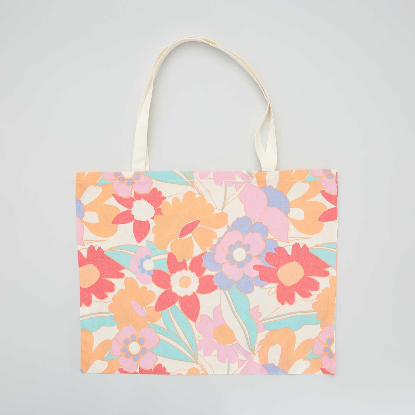 Tote bag motif blanc fleurs