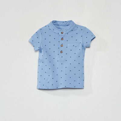 Polo en piqu de coton Bleu