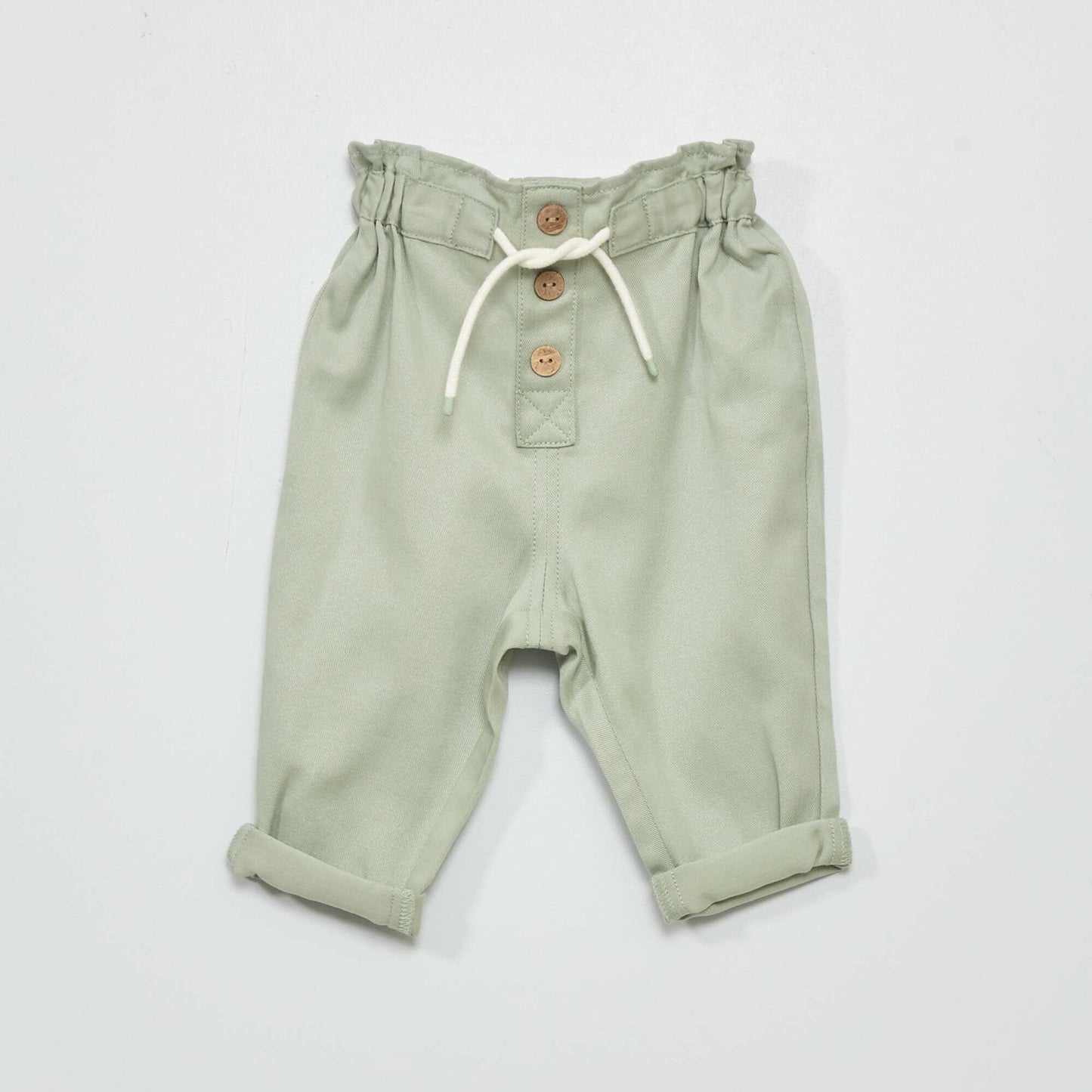 Pantalon sarouel uni vert cendr