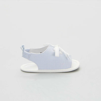 Sandales lastiques en voile de coton bleu gris