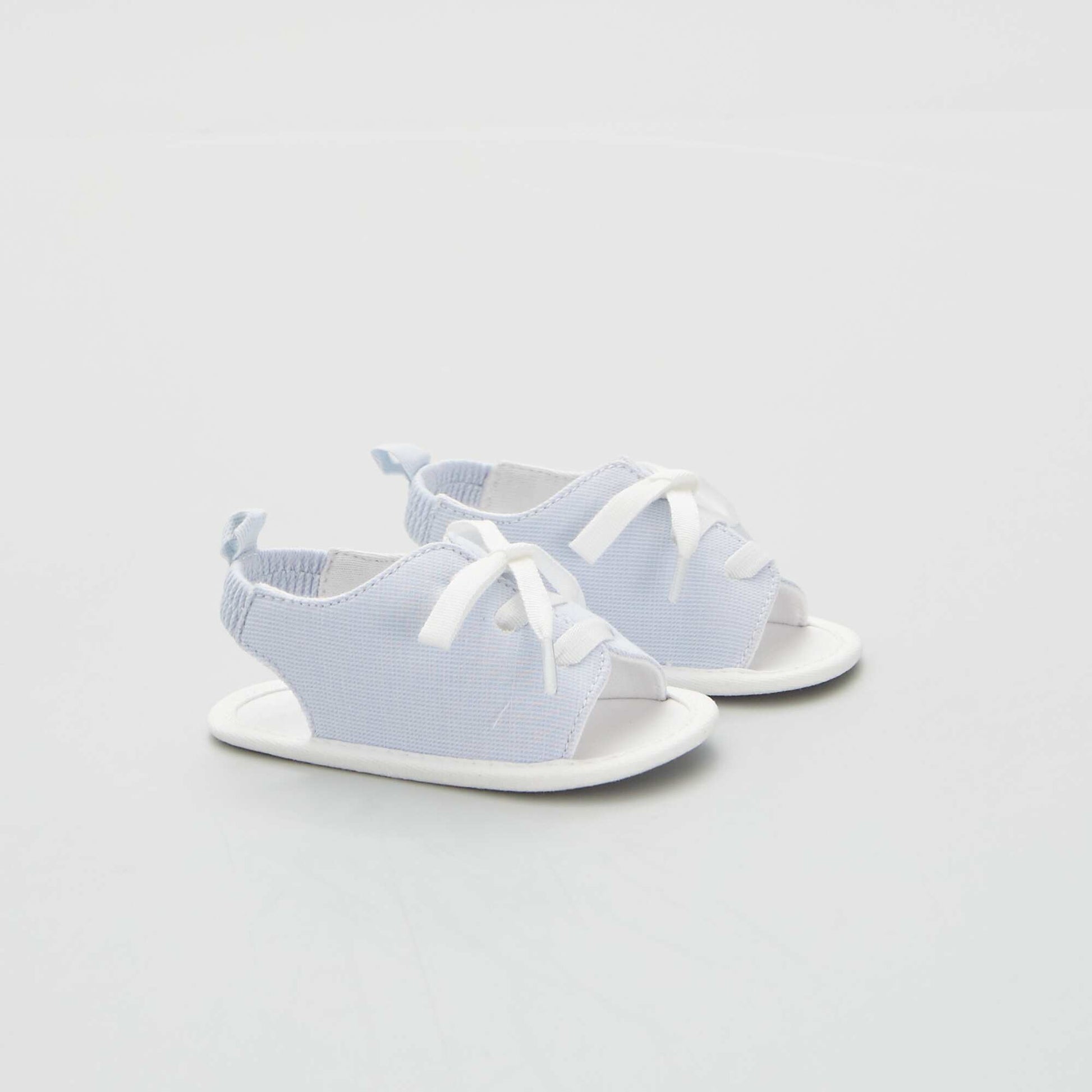 Sandales lastiques en voile de coton bleu gris