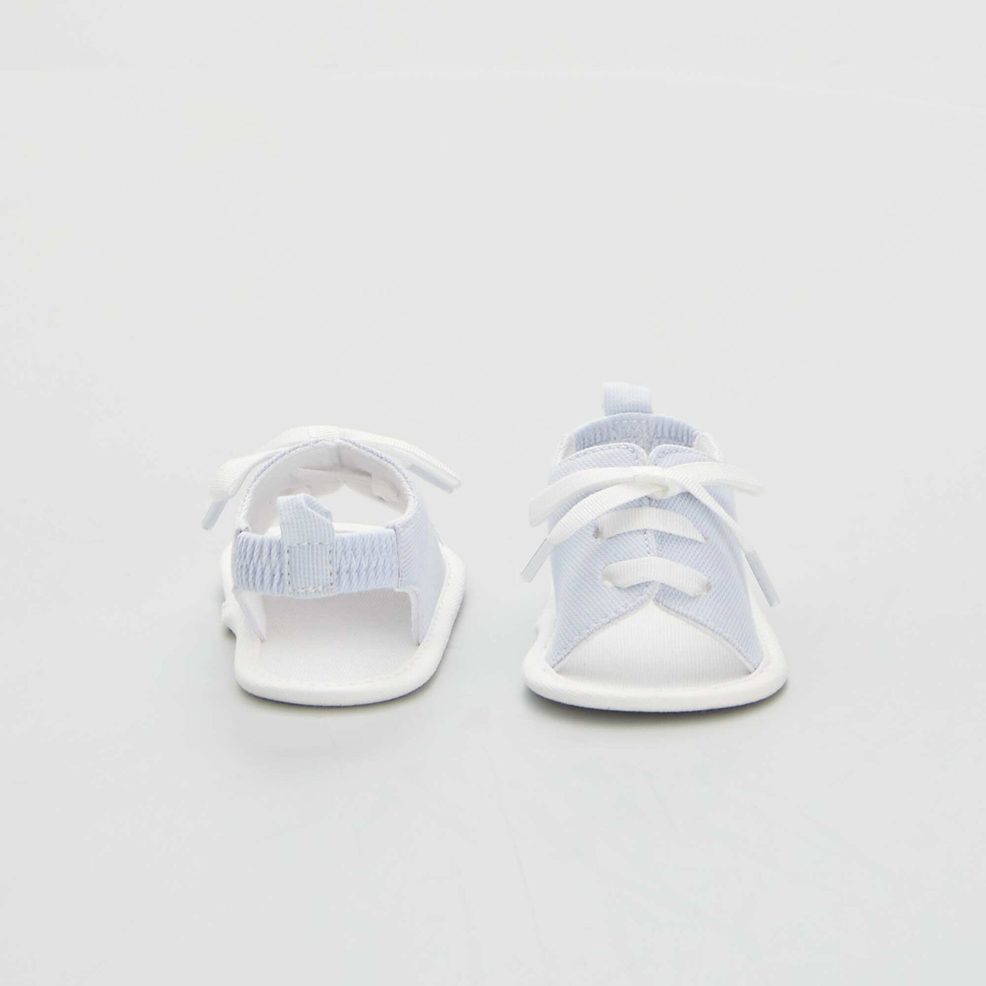 Sandales lastiques en voile de coton bleu gris
