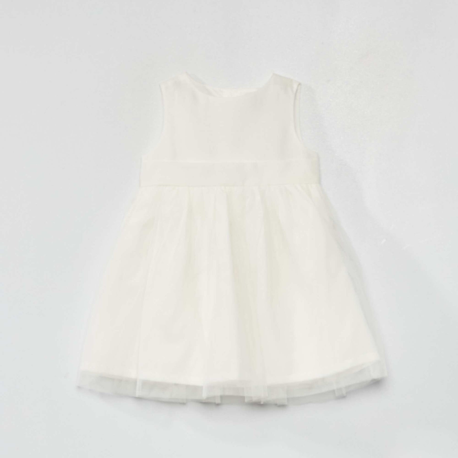 Robe en popeline de coton et tulle blanc