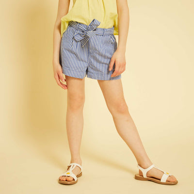 Short avec ceinture Bleu