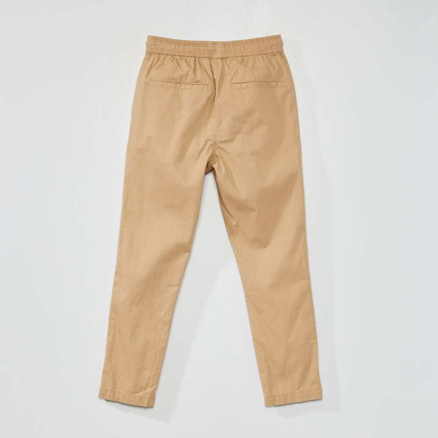 Pantalon uni avec taille lastiqu e Beige