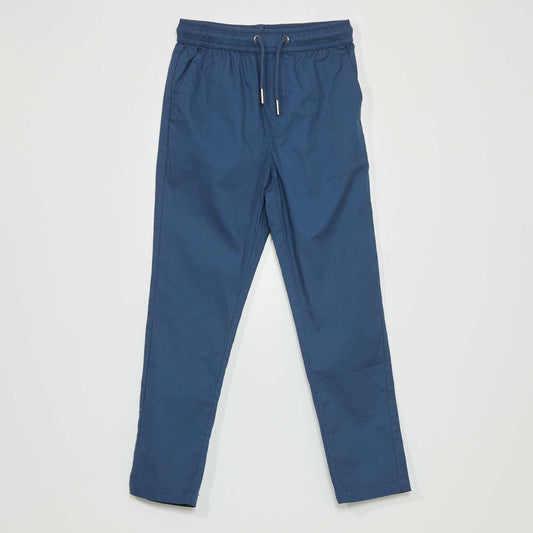 Pantalon uni avec taille lastiqu e Bleu marine