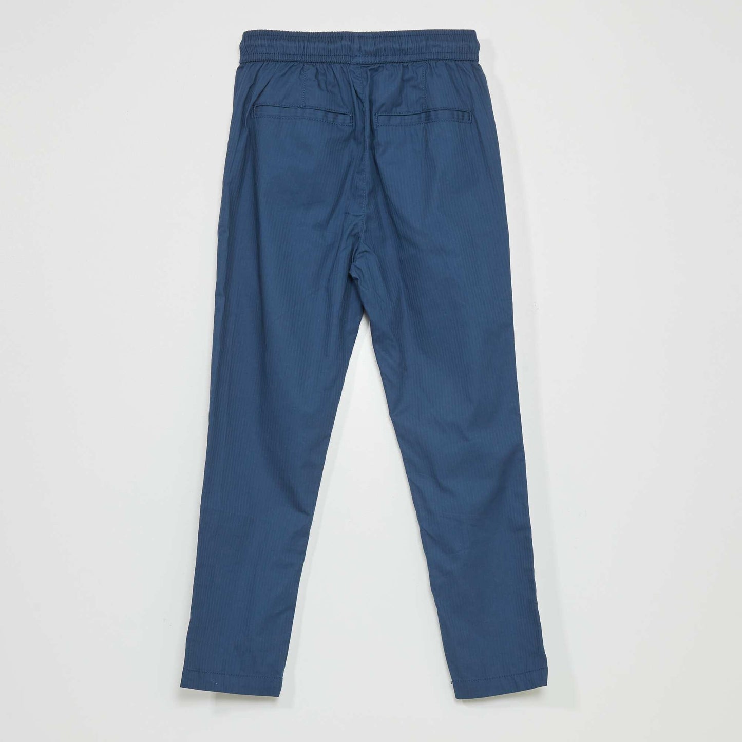 Pantalon uni avec taille lastiqu e Bleu marine