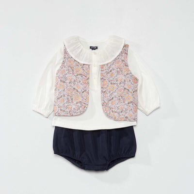 Ensemble chemisier + bolero + short Bleu