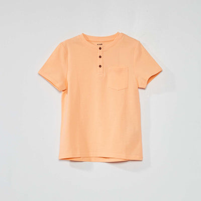 Polo en piqu de coton col tunisien ORANGE