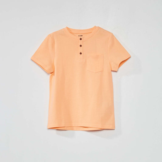 Polo en piqu de coton col tunisien ORANGE